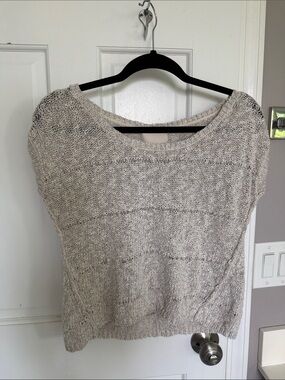 Banana Republic Heritage Open Knit Metallic Tank Top Tshirt Sleeveless Boat Neck